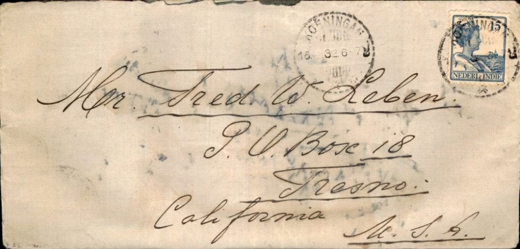 Nederlands Indië - Stempel - 1932 - USA, Verzenden, Envelop