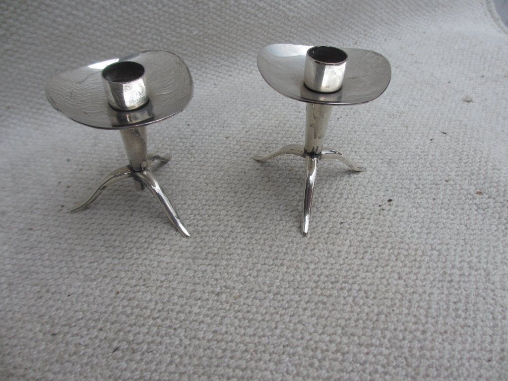 2 st Vintage Keltum design kandelaar verzilverd, Ophalen of Verzenden, Overige materialen
