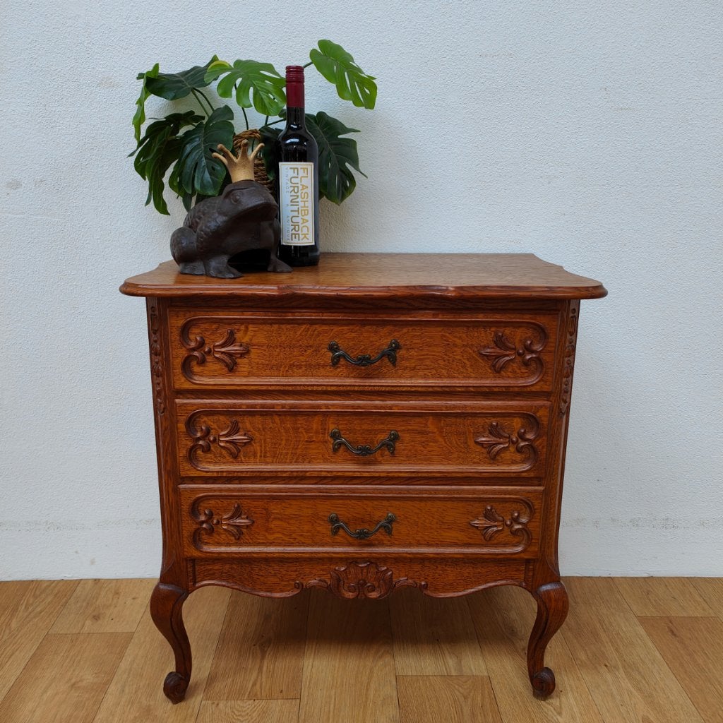 Vintage Queen Ann ladekastje nachtkastje ladekast 007, Gebruikt, Info@flashbackfurniture.nl, Eikenhout, Flashback Furniture