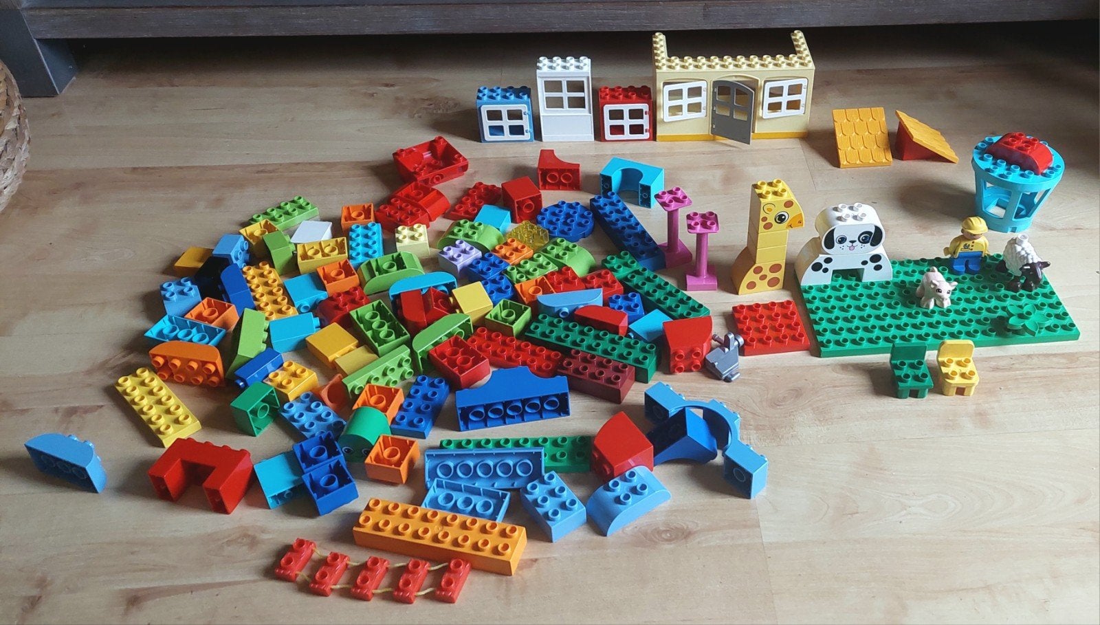 Grote partij Lego Duplo huis, grondplaat, dieren, poppetje, Ophalen of Verzenden, Zo goed als nieuw, Inclusief minifiguren, Duplo