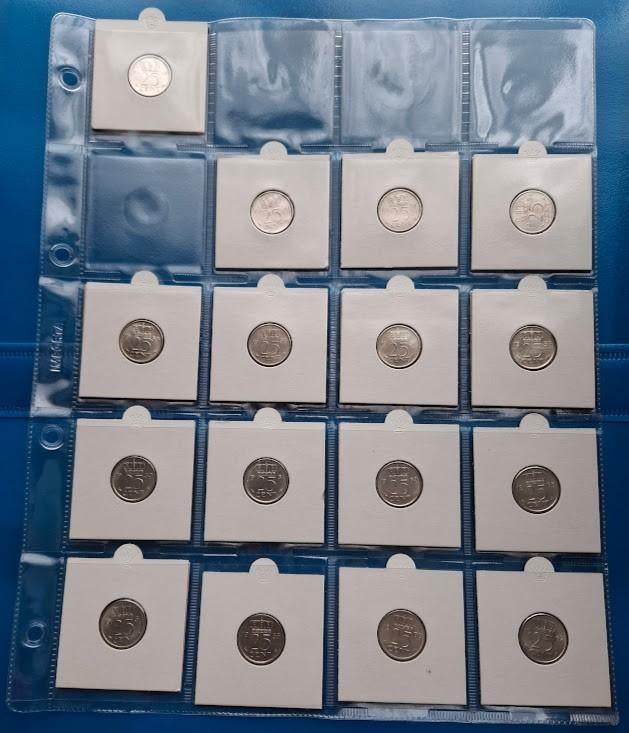 Complete serie kwartjes Juliana 1950-1980 UNC, Postzegels en Munten, Munten | Nederland, Verzenden, Koningin Juliana, 25 cent