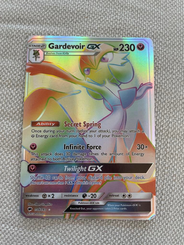 Gardevoir GX Rainbow Rare Pokémon Kaart (159/147), Ophalen of Verzenden, Zo goed als nieuw, Losse kaart, Foil