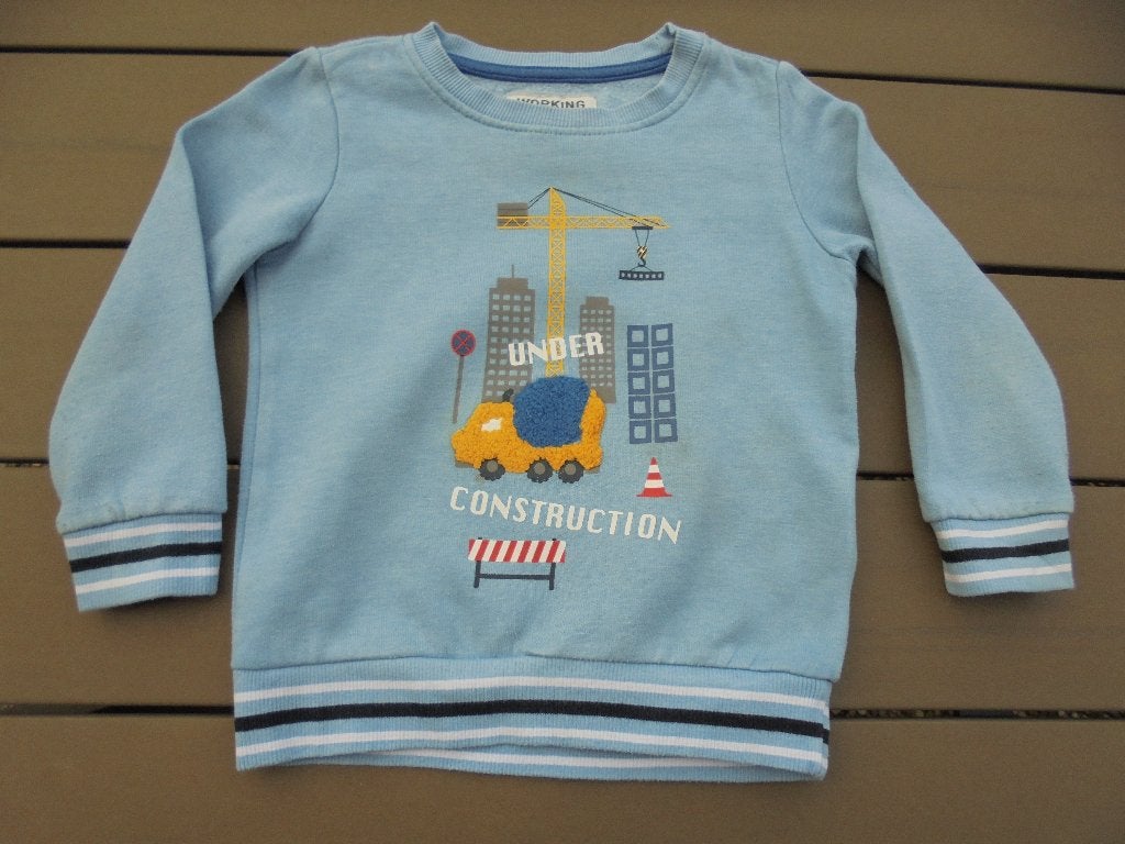 K85 Lichtblauwe trui Working Zone maat 92, Kinderen en Baby's, Kinderkleding | Maat 92, Gebruikt, Trui of Vest, Ophalen of Verzenden