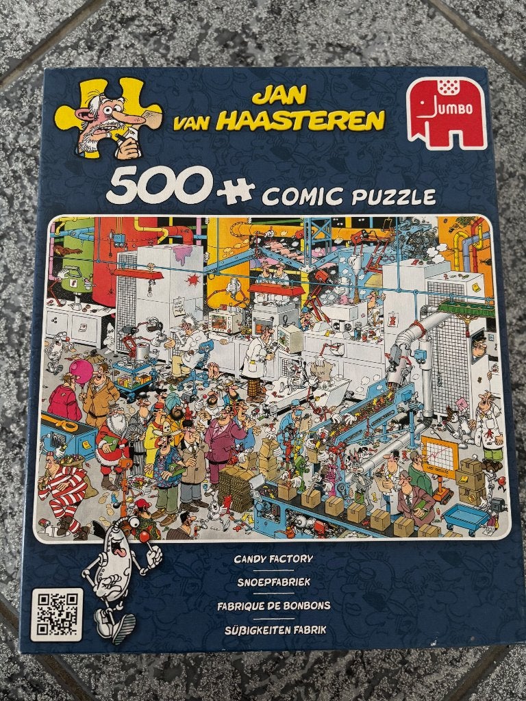 *** ALS NIEUW! Jan van Haasteren-puzzel 'Snoepfabriek' ***, Ophalen of Verzenden, 500 t/m 1500 stukjes, Zo goed als nieuw, Legpuzzel