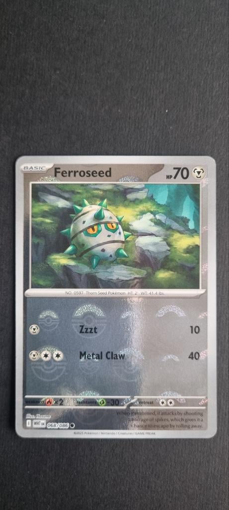 Ferroseed 068/086 White Flare Pokeball Pokémon Kaart, Ophalen of Verzenden, Zo goed als nieuw, Losse kaart, Foil
