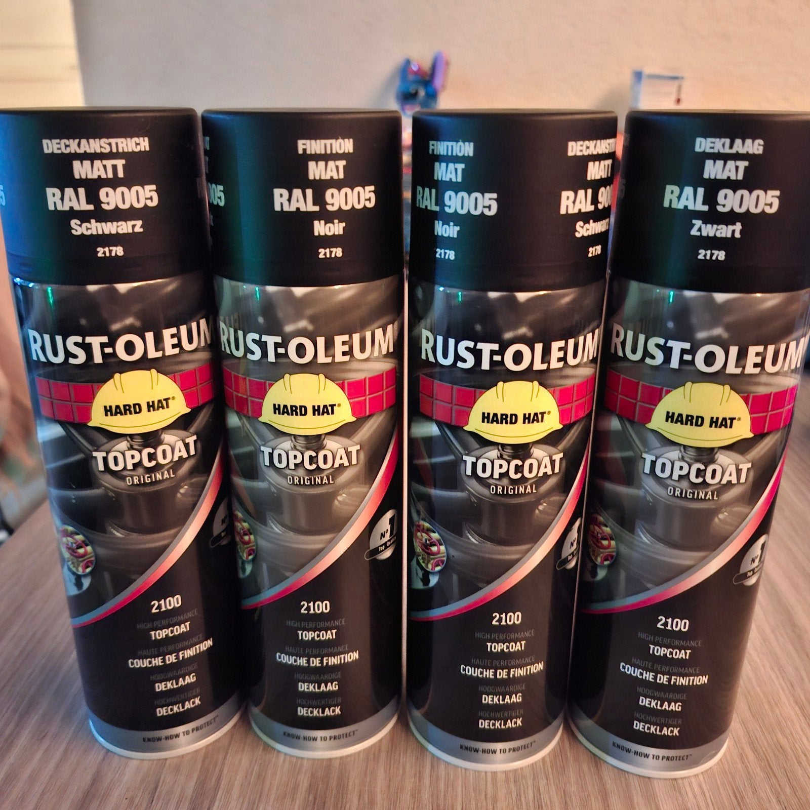 Rust-Oleum Hard Hat Topcoat 2100 RAL 9005 Zwart (4x), Ophalen, Zwart, Nieuw, Lak
