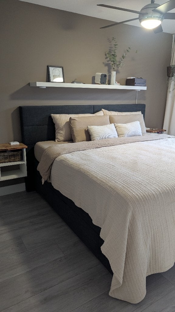 Boxspring antraciet (met hoofdbord en veel opbergruimte!!), Huis en Inrichting, Ophalen, Overige maten, 200 cm, Hout