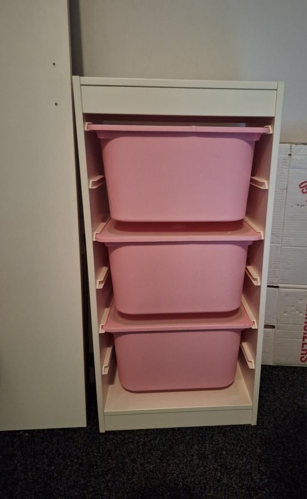 Witte IKEA Trofast kast met bakken 46x30x94 cm, Ophalen, Gebruikt, Minder dan 50 cm, 90 tot 105 cm