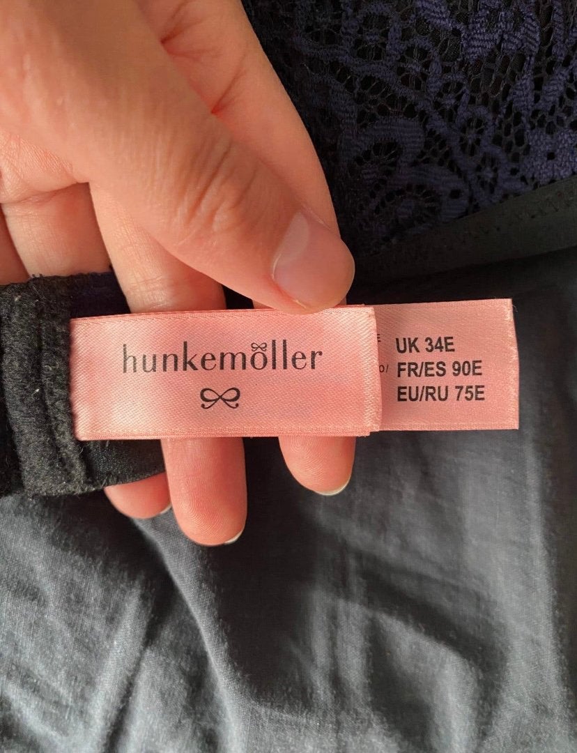 Splinternieuwe hunkemöller bh cup 75E met kant. Koopje €4,-!, Ophalen, Blauw, BH