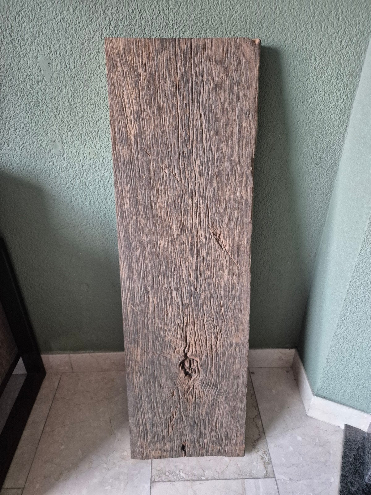 Oude eiken plank/wandplank - 28x94x4 cm, Gebruikt, 25 tot 50 mm, Eiken, Ophalen of Verzenden