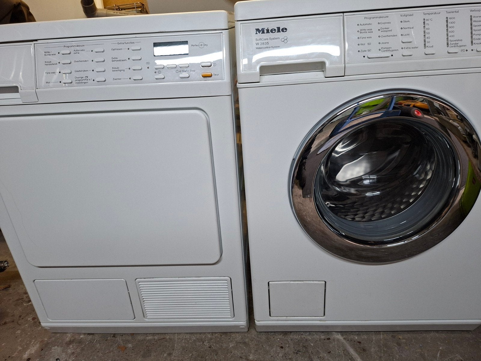 Miele wasmachine met Miele warmtepomp droger, Ophalen, Gebruikt