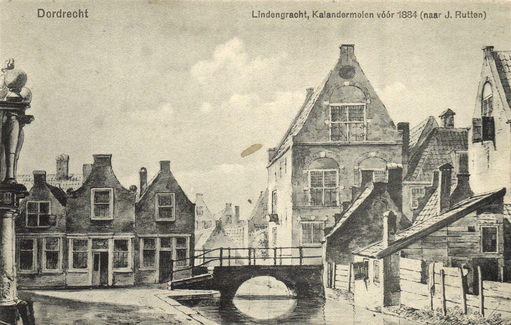 Dordrecht - Lindengracht, Kalandermolen - 1919 gelopen, Ophalen of Verzenden, Voor 1920, Gelopen, Zuid-Holland
