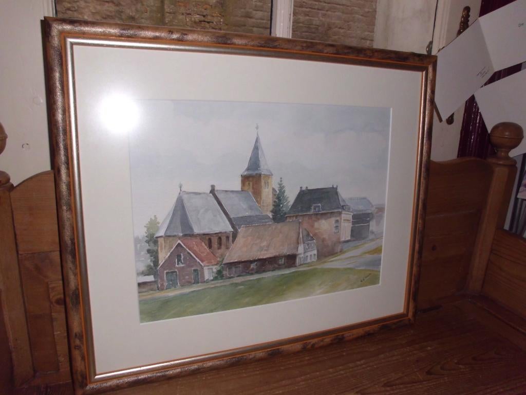 TEKENING IN LIJST DORPS GEZICHT G SUUR, Ophalen of Verzenden
