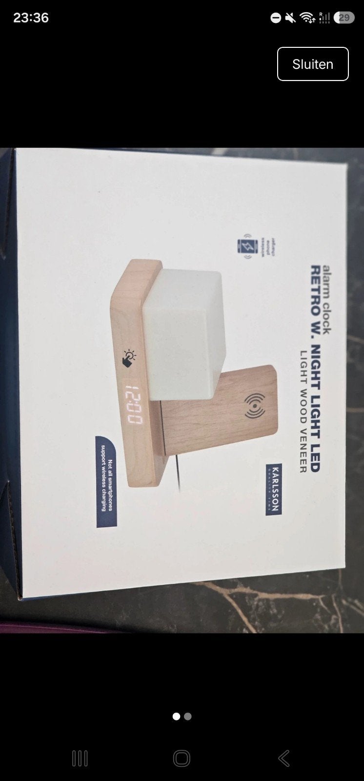Karlsson Wekker met LED Nachtlamp & Telefoonoplader, Ophalen of Verzenden