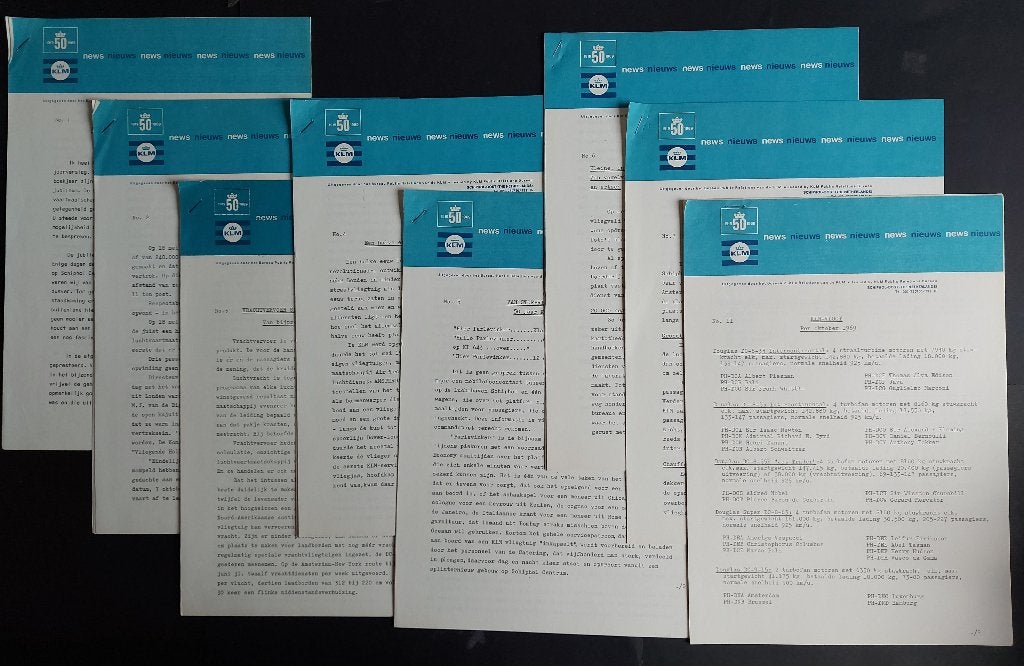 8 KLM Nieuwsbladen uit 1969 (K1011), Ophalen of Verzenden, Gebruikt, Boek of Tijdschrift