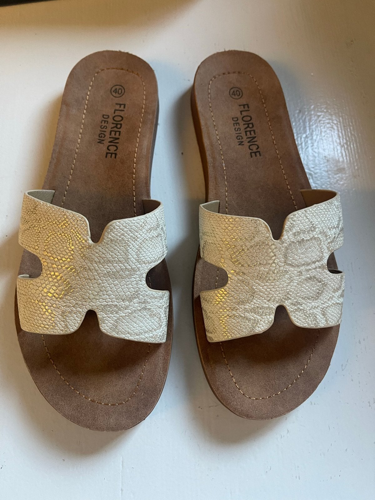 Florence Design Slippers Maat 40 - Zo goed als nieuw, Ophalen of Verzenden, Zo goed als nieuw, Beige, Slippers
