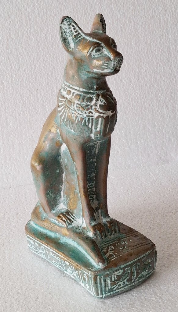 Beeldje kat godheid Bastet uit Egypte van messing, Verzamelen, Beelden en Beeldjes, Zo goed als nieuw, Dier, Ophalen of Verzenden