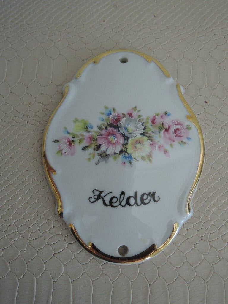 Porseleinen deurbordje "Kelder", Ophalen of Verzenden