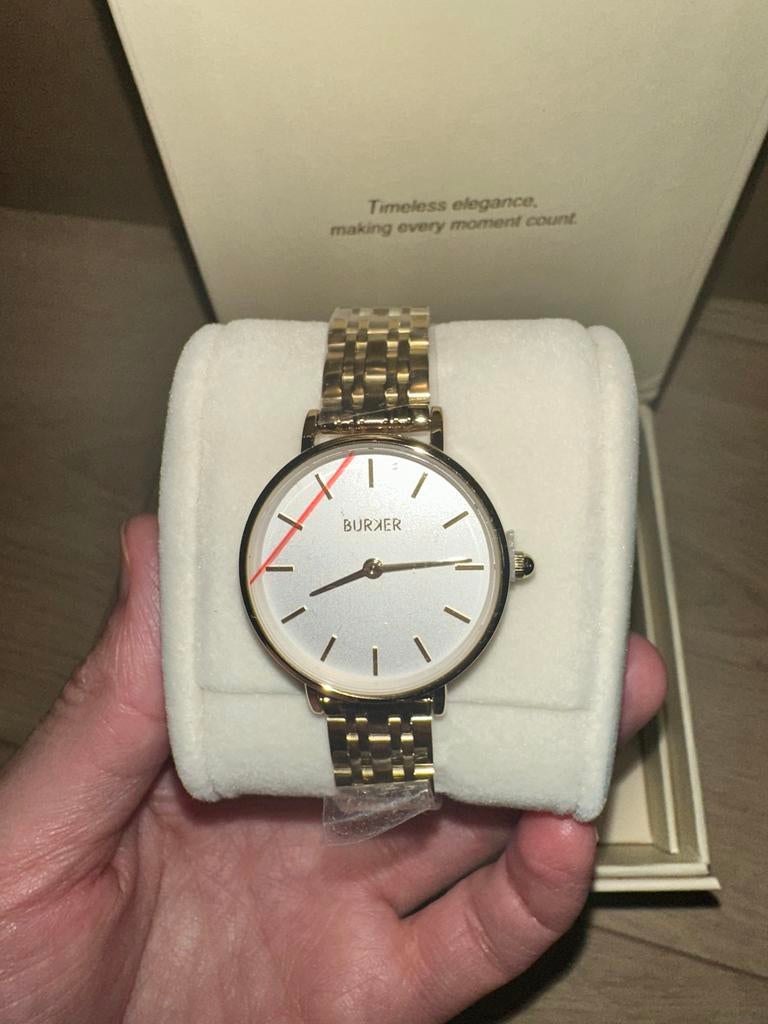 Nieuw Burker horloge - Goudkleurig met stalen band, Overige merken, Staal, Polshorloge, Nieuw