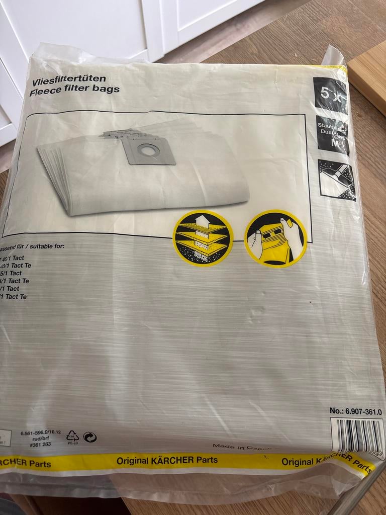 Kärcher Vliesfilterzakken 6.907-361.0 (5 stuks), Witgoed en Apparatuur, Onderdelen en Toebehoren, Ophalen of Verzenden, Zo goed als nieuw