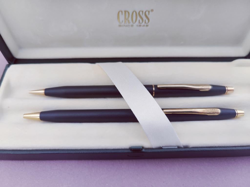 cross balpen en vulpotlood century classic black gold, Verzamelen, Pennenverzamelingen, Pennenset, Cross, Met doosje, Ophalen of Verzenden