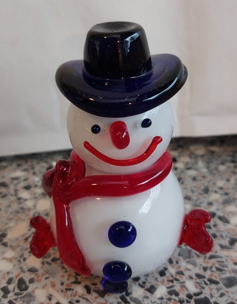 Sneeuwpop glas wit rood blauw, Ophalen of Verzenden, Nieuw