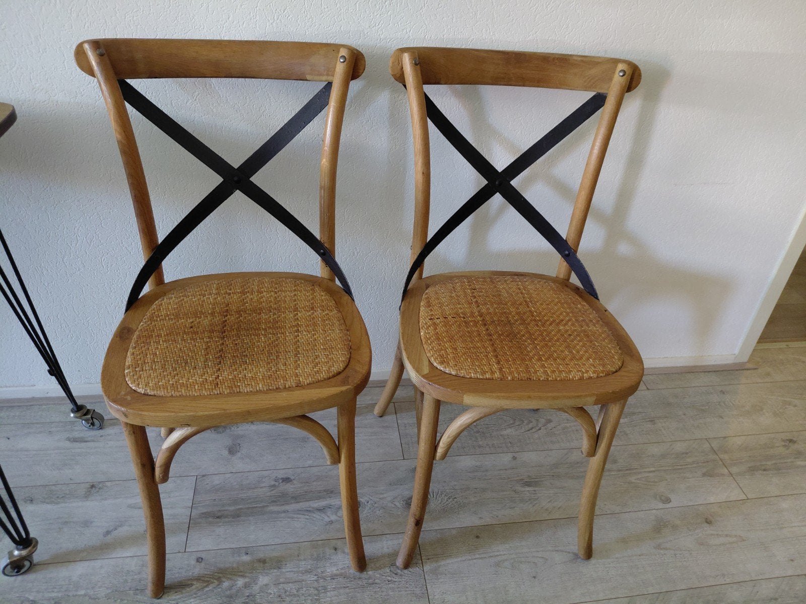 2 houten Bolero stoelen met webbing zitting, Ophalen of Verzenden