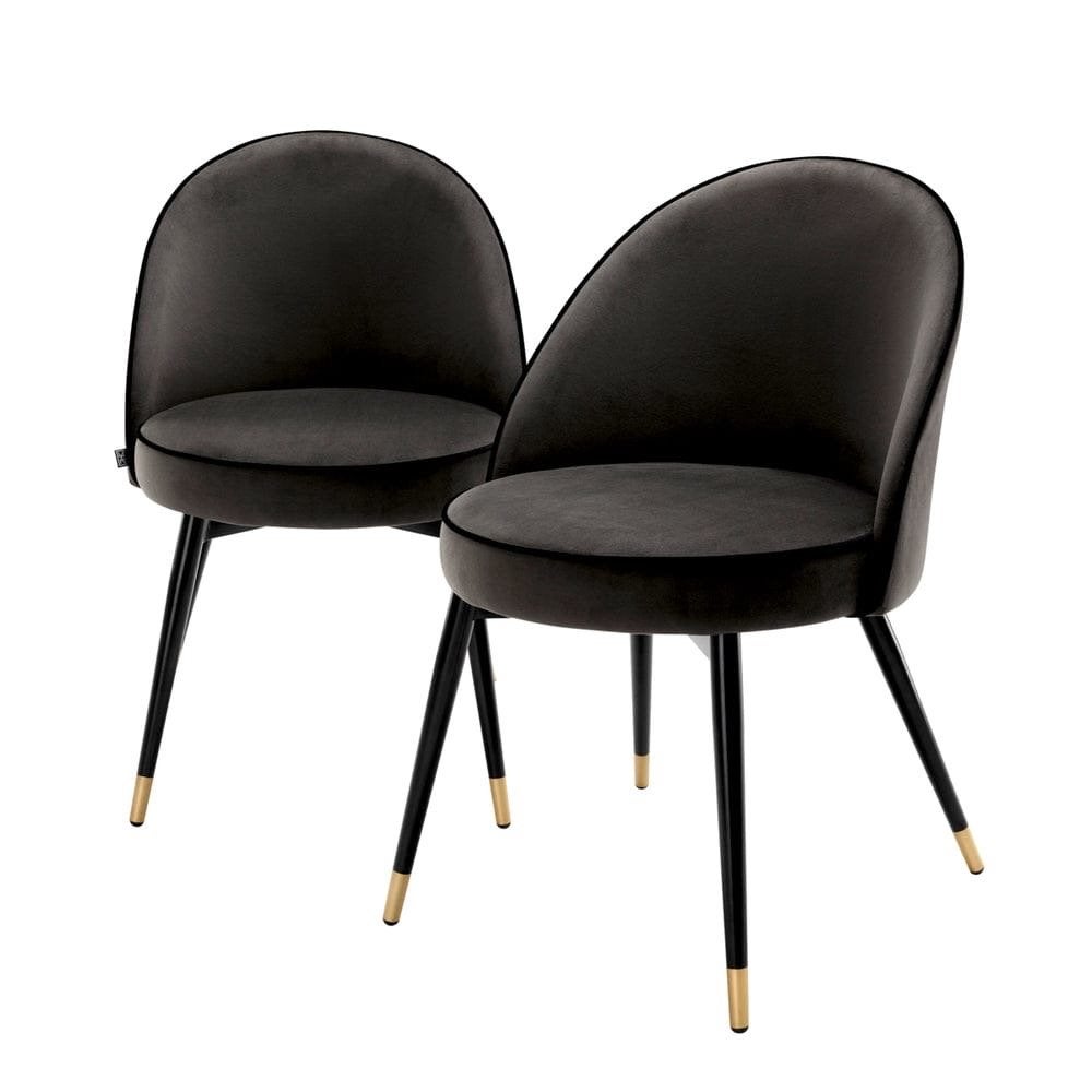 Eichholtz Cooper Eetkamerstoelen 6 stuks - Donkergrijs, Huis en Inrichting, Stoelen, Ophalen, Twee, Nieuw, Metaal