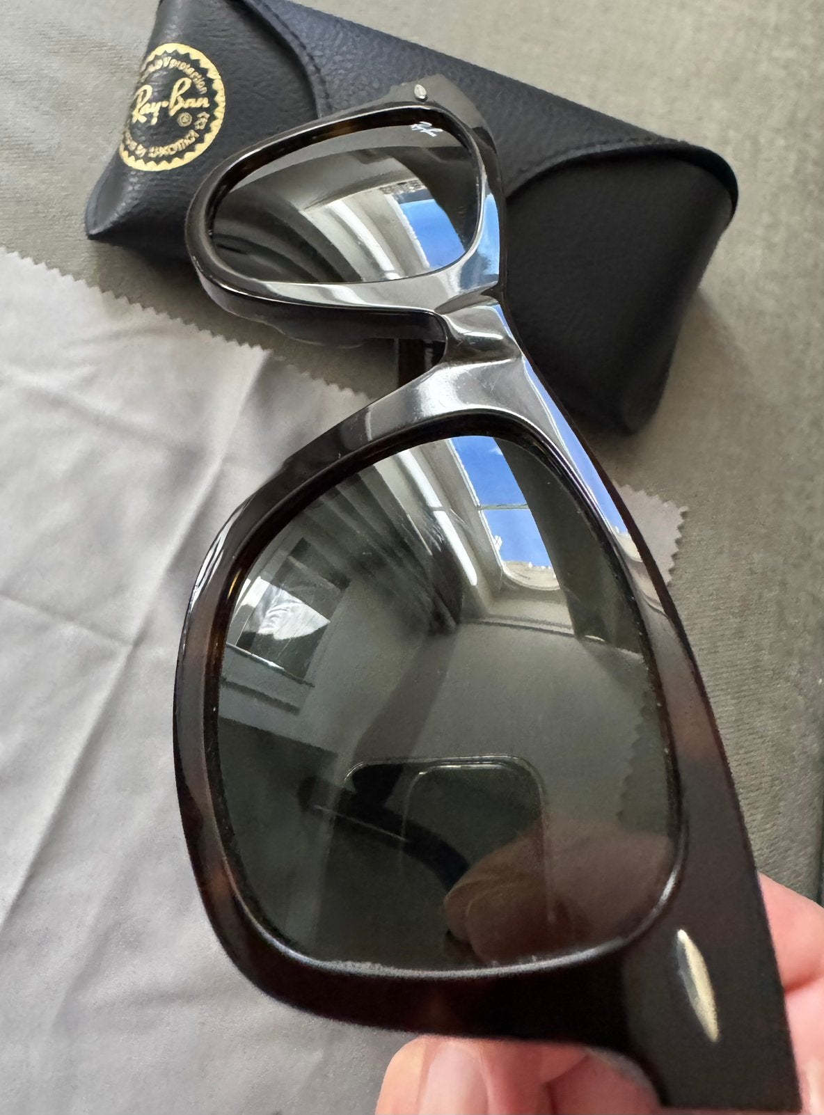 Mooie zonnebril Ray-Ban RB2140  Wayfarer in nieuwstaat!, Ophalen of Verzenden, Nieuw, Bruin, Ray-Ban