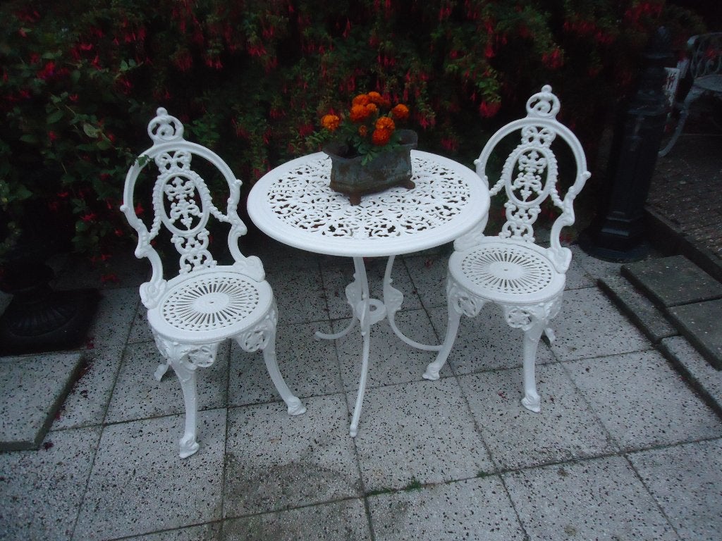 bistrosetje, Tuin en Terras, Tuinsets en Loungesets, Gebruikt, Aluminium, 2 zitplaatsen, Stoel, Ophalen
