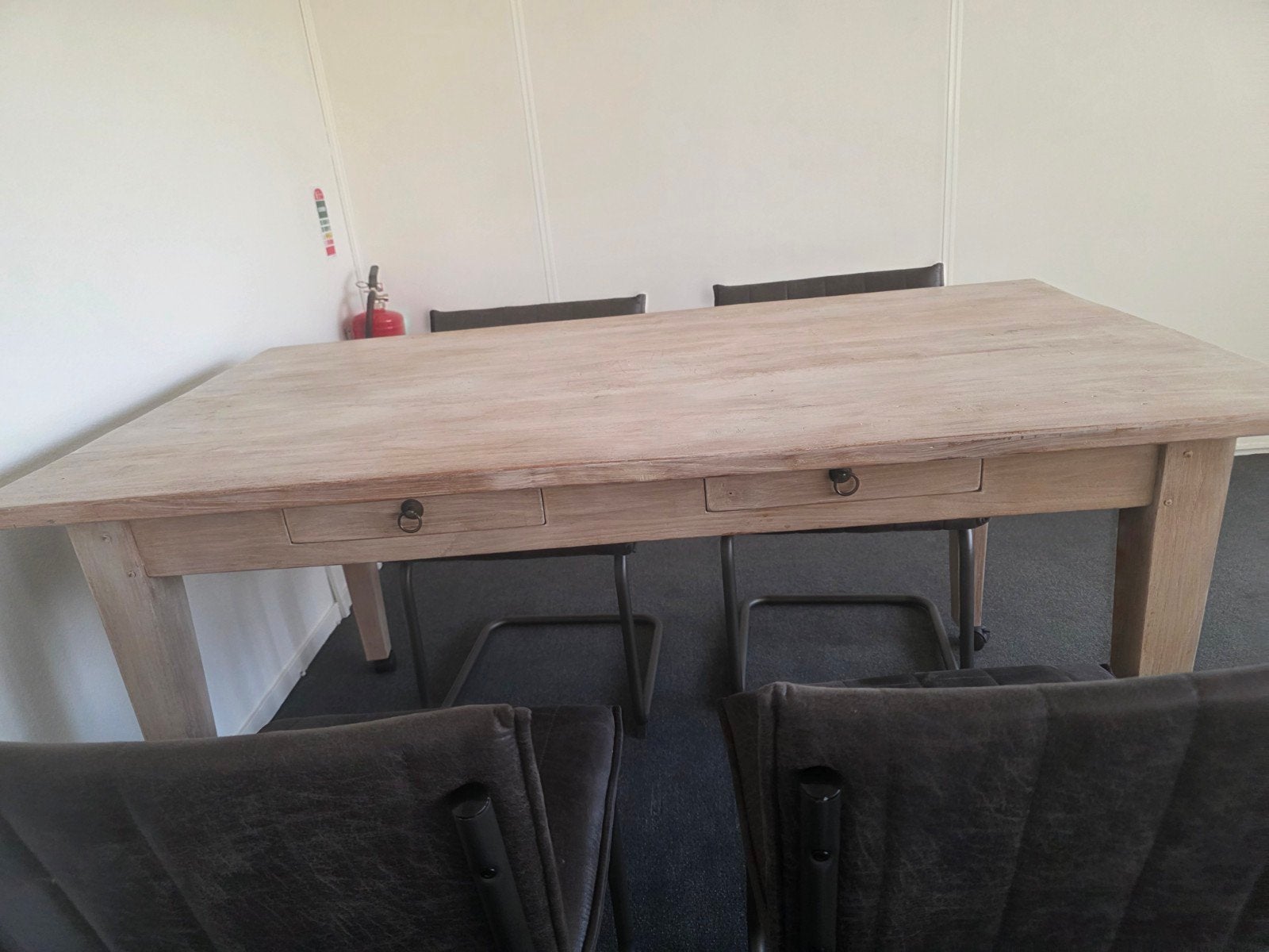 grenen eettafel op wieltjes 180, Ophalen, Gebruikt, 50 tot 100 cm, Vijf personen of meer