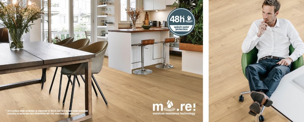 43m2 Waterbestendig Laminaat Blonde Oak met kurk ondervloer, Crème, Nieuw, Ophalen of Verzenden, 25 tot 50 m²