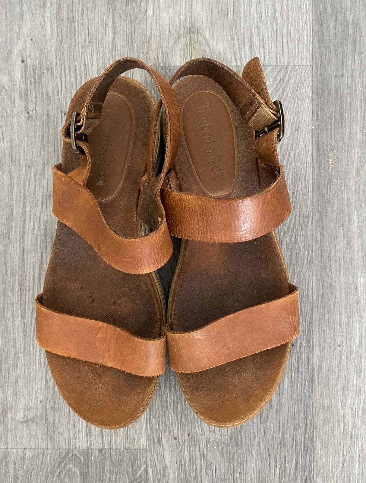Timberland bruine leren sandalen maat 40., Bruin, Verzenden, Sandalen of Muiltjes, Zo goed als nieuw