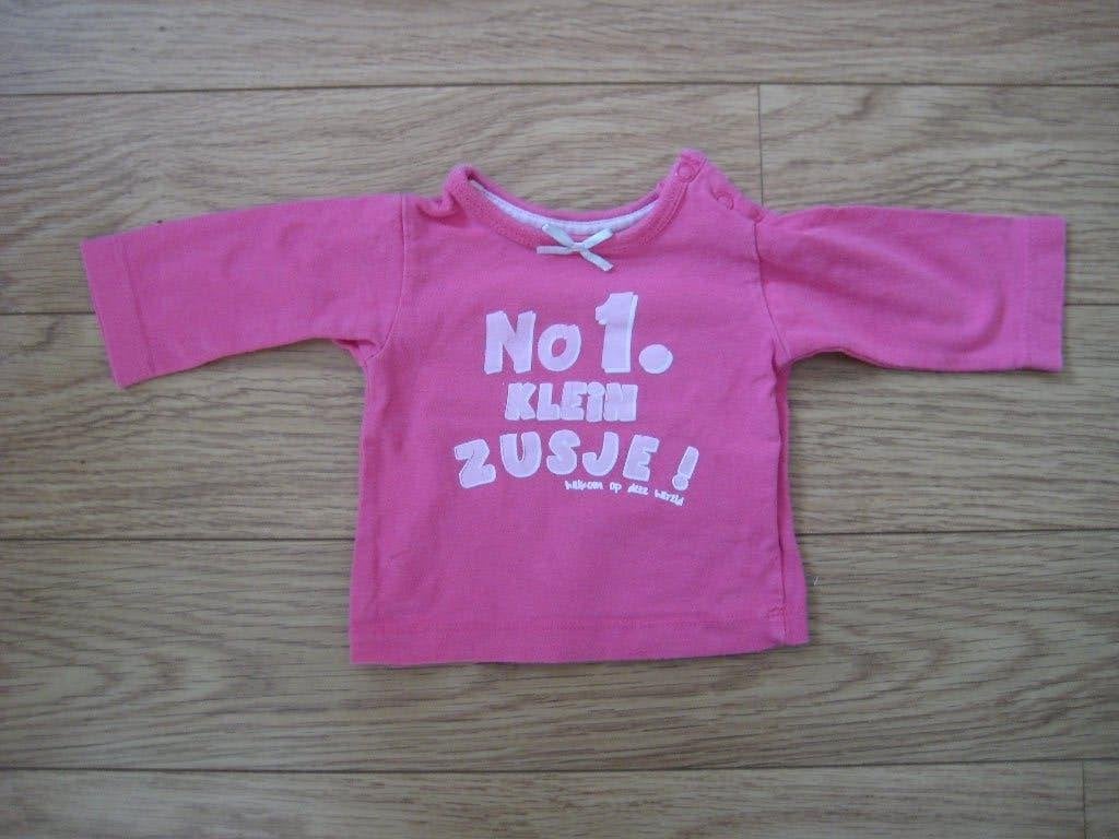 Roze longsleeve maat 50 Prenatal No 1 Klein Zusje, Kinderen en Baby's, Babykleding | Maat 50, Gebruikt, Meisje, Ophalen of Verzenden