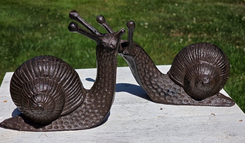 2 SLAKKEN / GIETIJZER, Tuin en Terras, Dierenbeeld, Nieuw, Metaal, Info@huisentuindecoratiemarie.nl