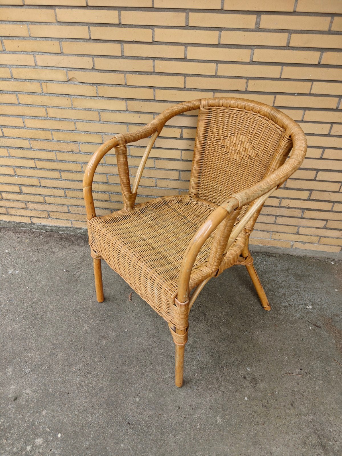 Vintage rotan stoel - perfect voor binnen of buiten, Ophalen, Gebruikt, Overige kleuren, Riet of Rotan
