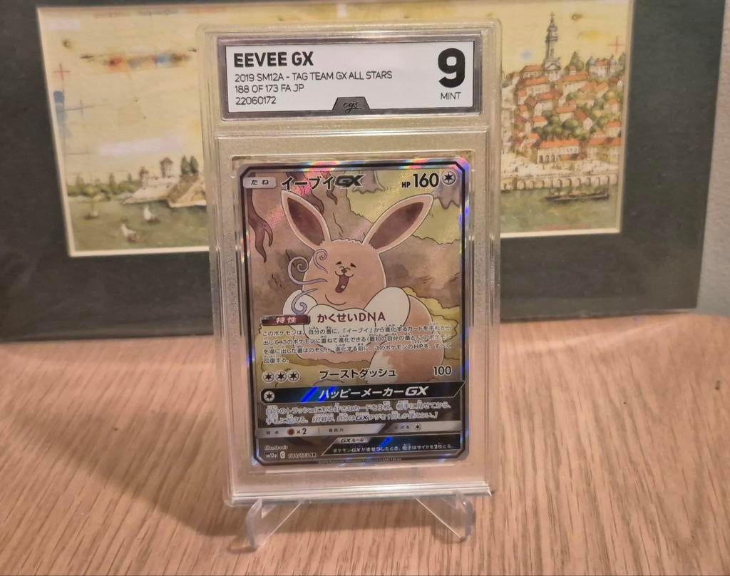 Eevee GX Tag Team All Stars Pokemon, Ophalen of Verzenden, Zo goed als nieuw, Losse kaart, Foil