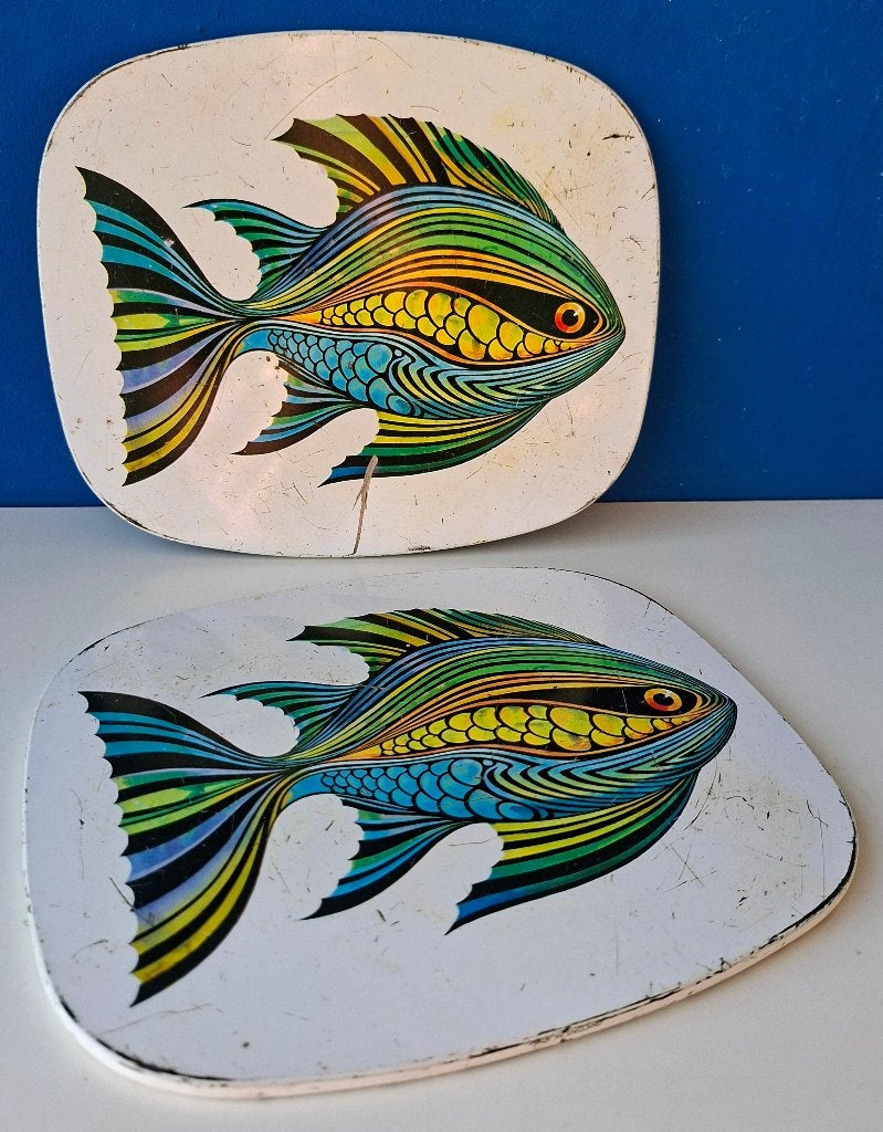 Retro onderzetters/tropische vis, Huis en Inrichting, Woonaccessoires | Onderzetters, Ophalen of Verzenden, Pannenonderzetter
