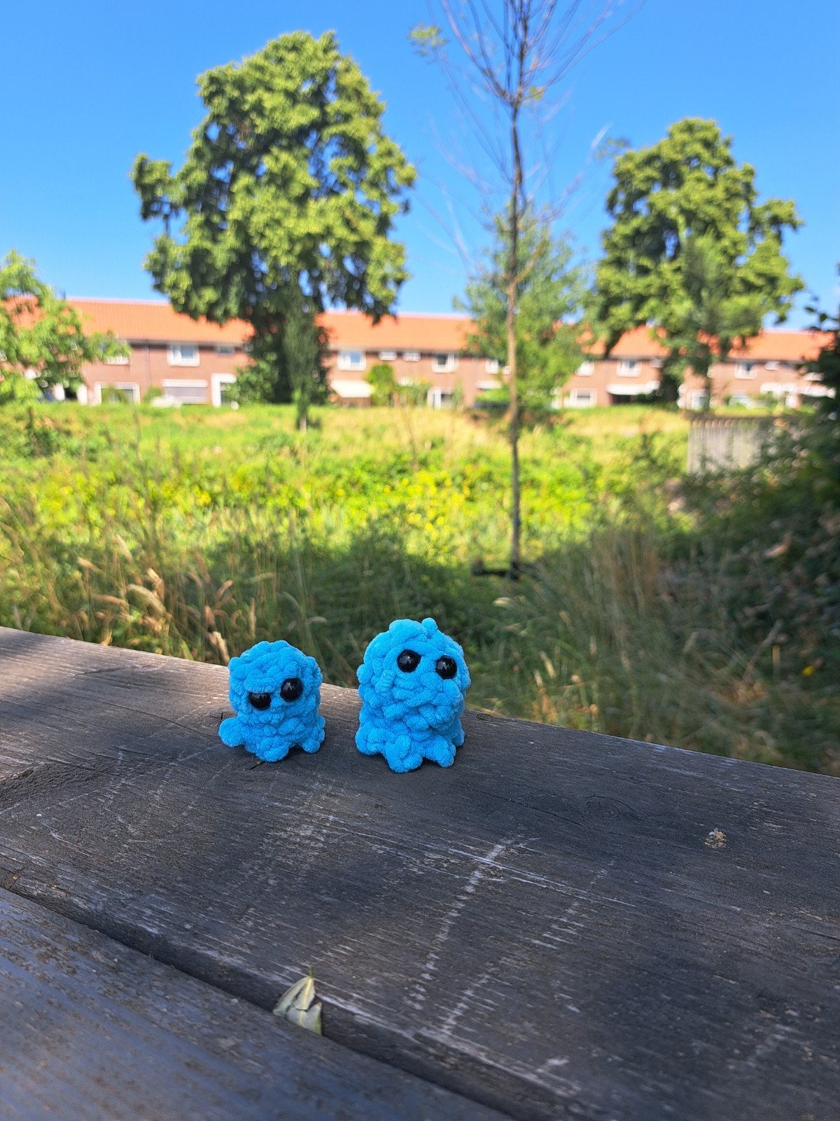 Handgemaakte blauwe octopus knuffels met zwarte oogjes, Ophalen of Verzenden