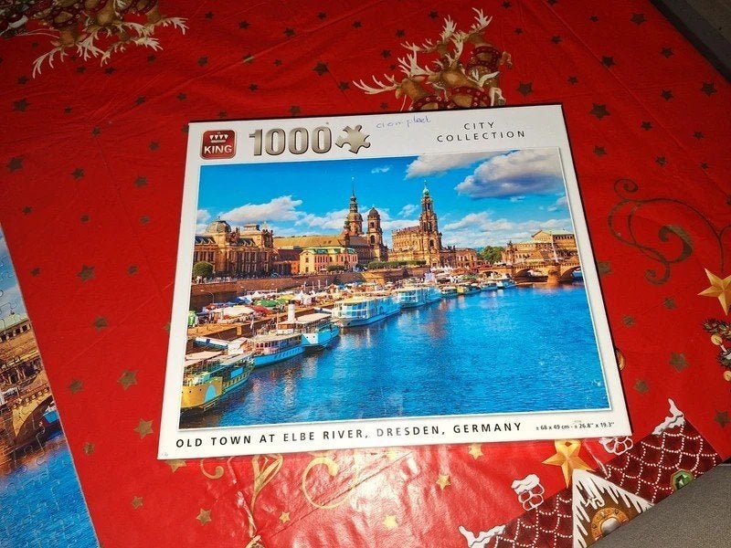 21 Puzzel Old Town at Elbe River Duitsland, Ophalen of Verzenden, 500 t/m 1500 stukjes, Zo goed als nieuw, Legpuzzel
