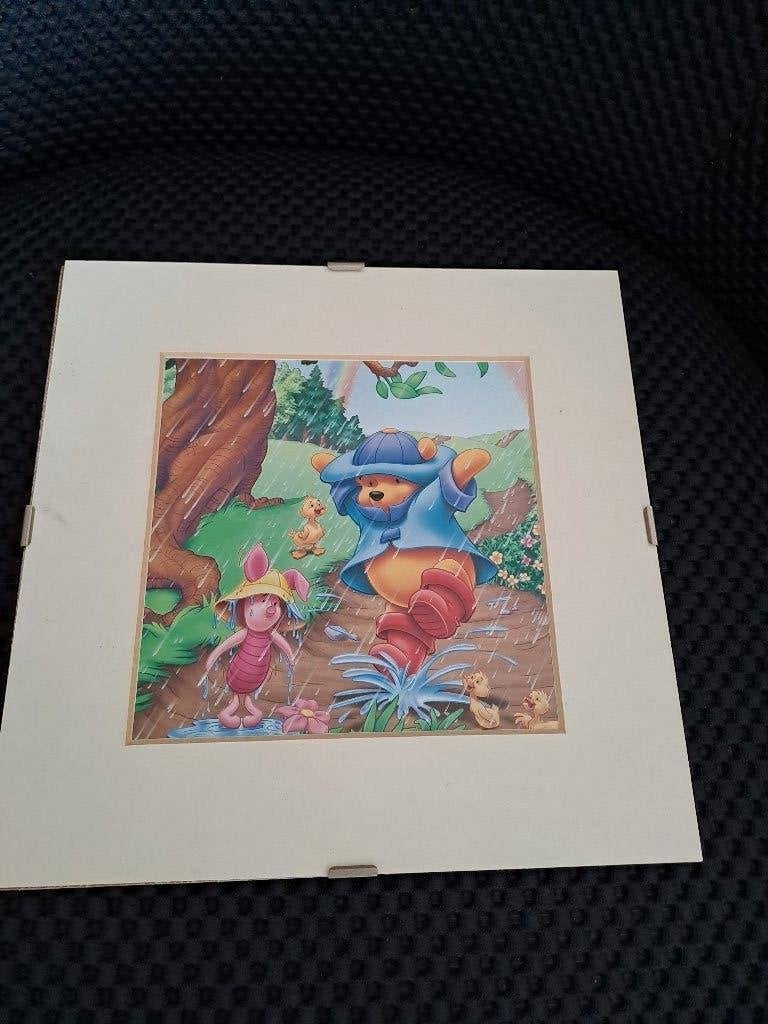 schilderij Winnie de Pooh, Tijgertje & Knorretje in de regen, Verzamelen, Disney, Ophalen of Verzenden, Winnie de Poeh of vrienden