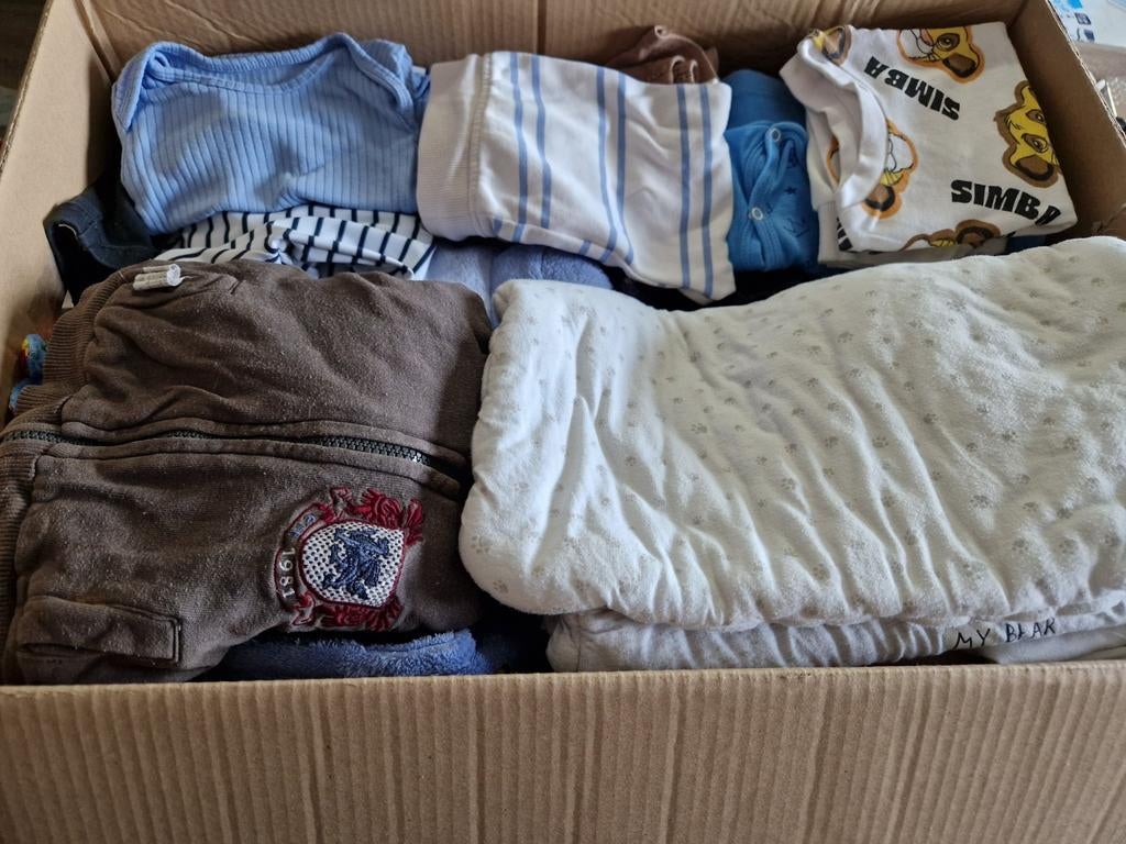 Doos vol Jongens babykleding maat 56/62/74, Kinderen en Baby's, Babykleding | Baby-kledingpakketten, Ophalen, Gebruikt, Maat 62