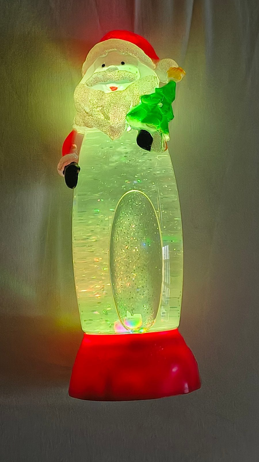Kerstman met gekleurd licht en glitters, Ophalen of Verzenden, Gebruikt