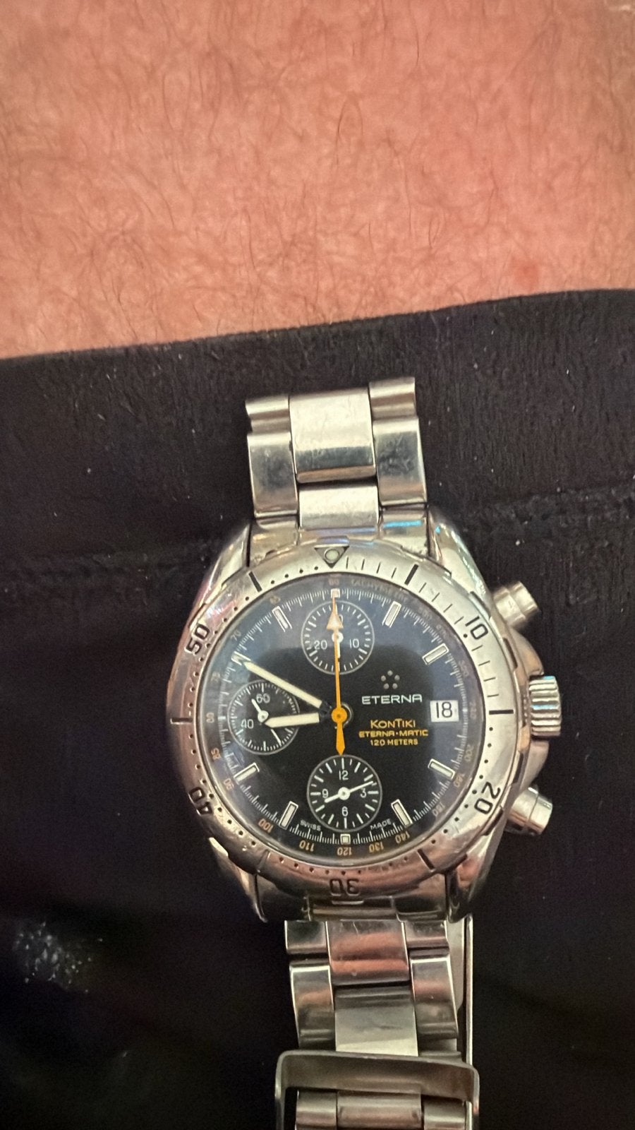 Eterna KonTiki Eterna-Matic Chronograaf 1585.41 Staal, Gebruikt, Staal, Polshorloge, Ophalen