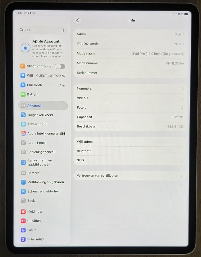 Apple iPad Pro 12,9 inch 5e generatie 512GB Silver, Computers en Software, Apple iPads, Gebruikt, 12 inch, Ophalen of Verzenden