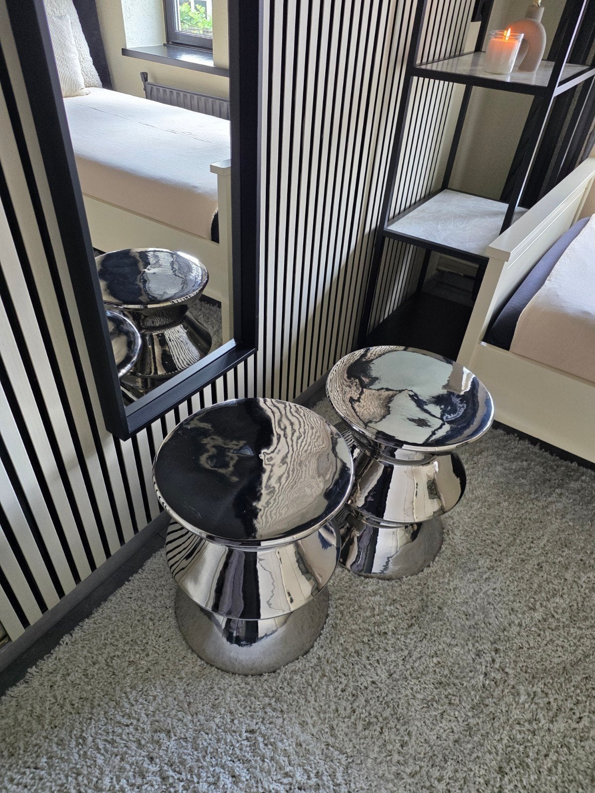 Bijzettafel chroom, Huis en Inrichting, Tafels | Bijzettafels, Minder dan 55 cm, Metaal of Aluminium, Rond, Ophalen