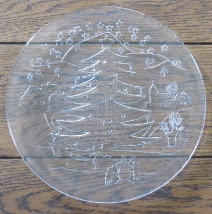 Vintage zware glazen schaal kersttafereel CO. VETRO COVETRO, Ophalen of Verzenden, Zo goed als nieuw