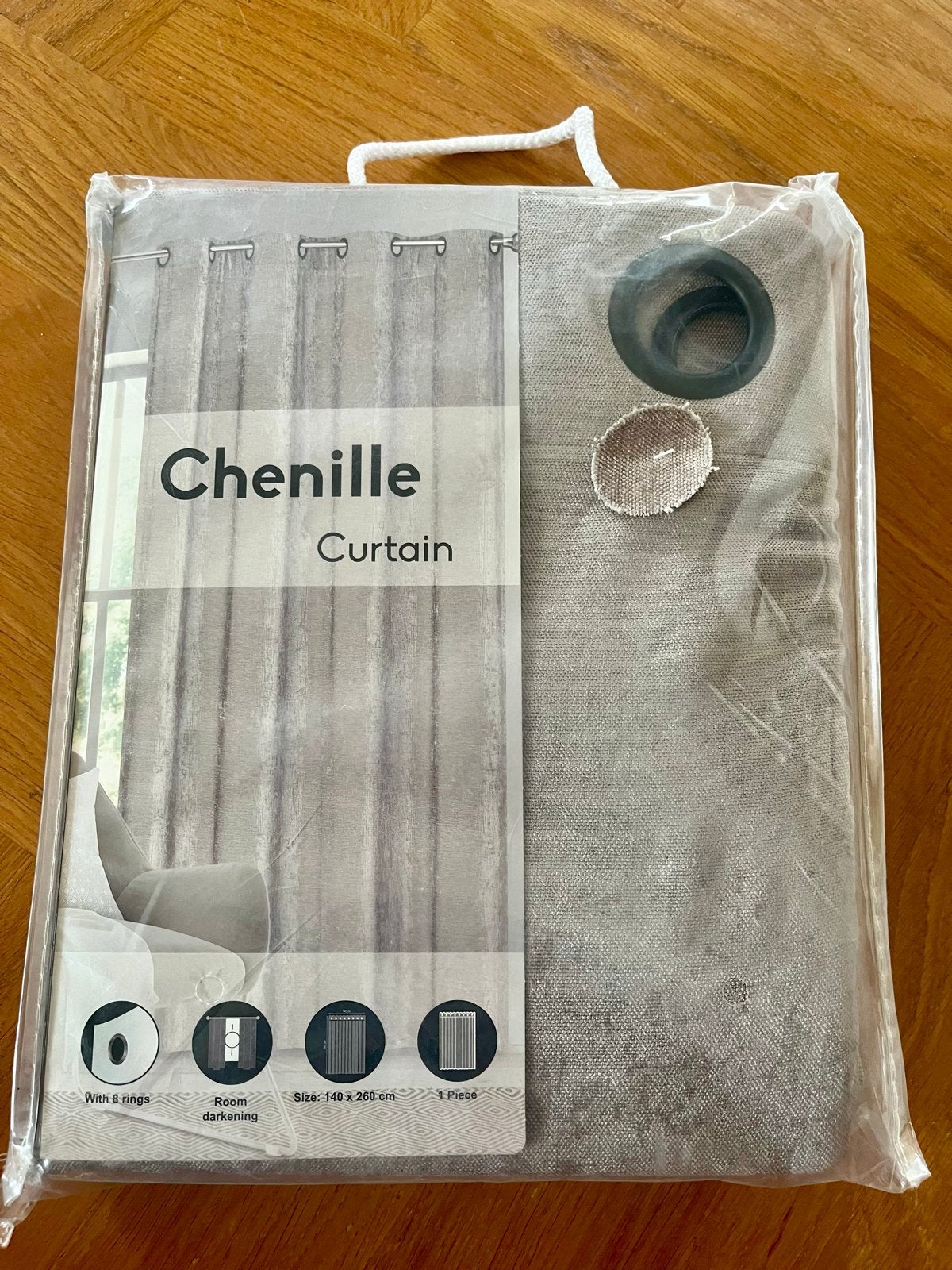 6 Chenille Gordijnen - Verduisterend - 140x260 cm - Grijs, Met ringen, Overige merken, Nieuw, Ophalen of Verzenden