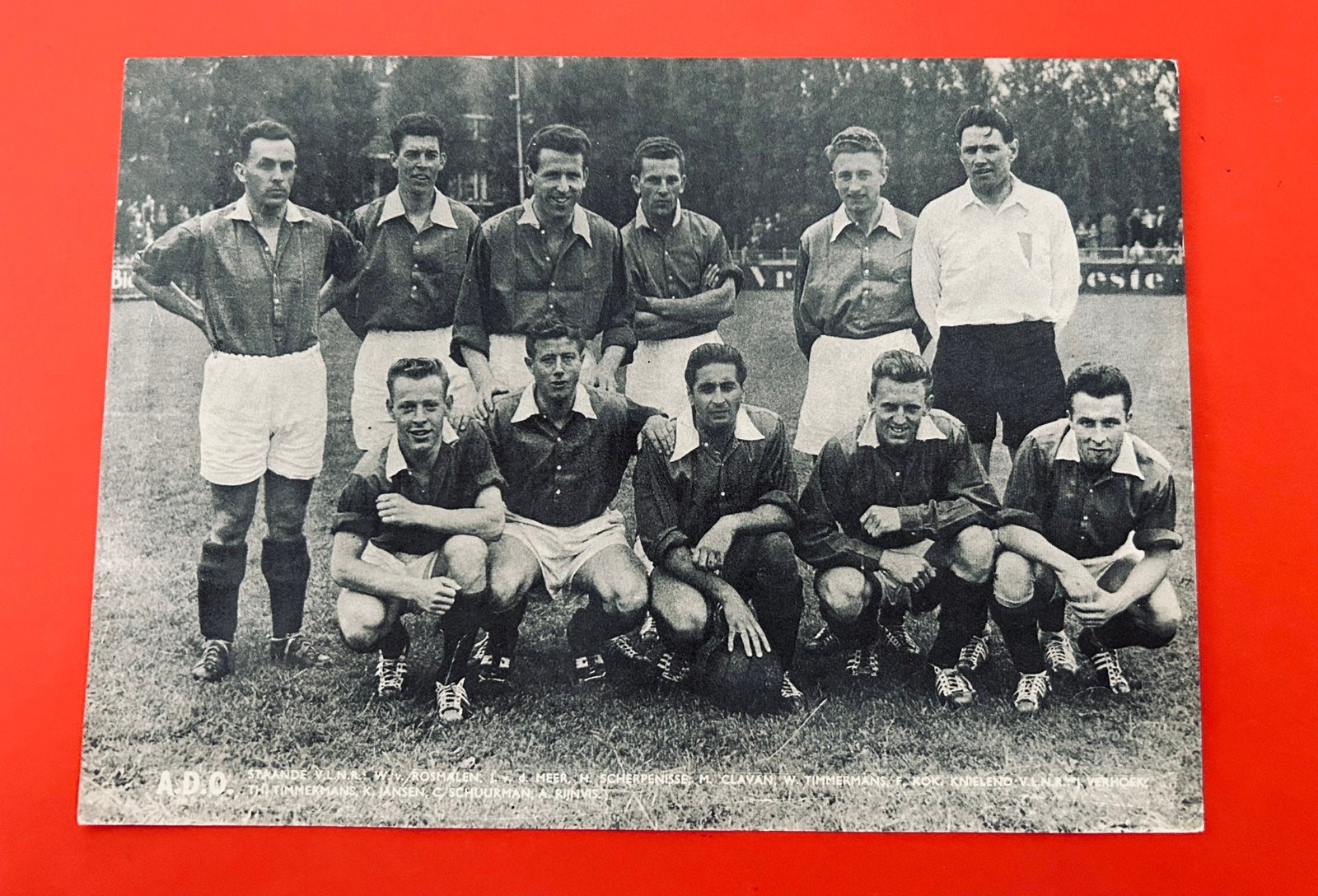 ADO - Den Haag - 1957 - Elftalkaart - Monty, Verzamelen, Ophalen of Verzenden, Zo goed als nieuw, Overige binnenlandse clubs, Spelerskaart