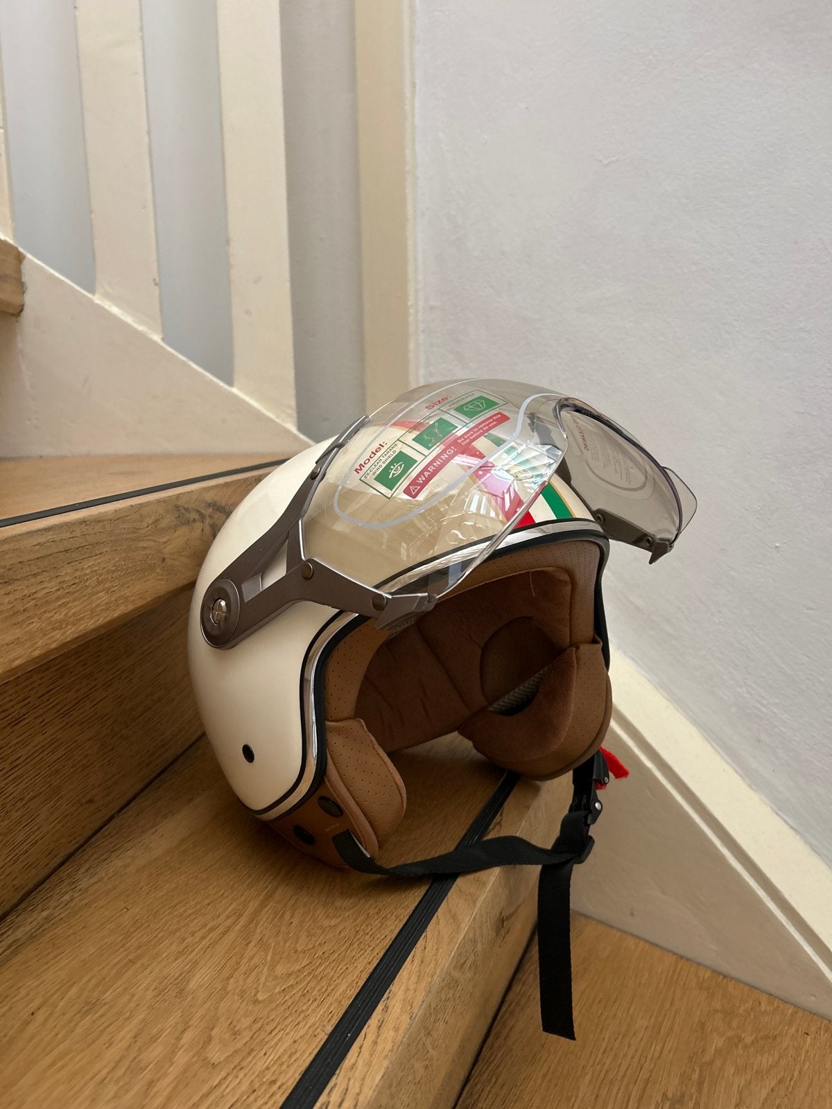 Stijlvolle scooterhelm met Italiaanse strepen - Maat L, Ophalen, Nieuw, Large